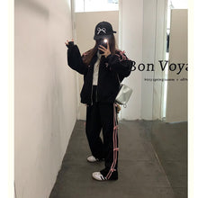 画像をギャラリービューアに読み込む, 2セットアップパーカーアウターとパンツベルベットリボンデザインパーカーアウターカジュアルレディース