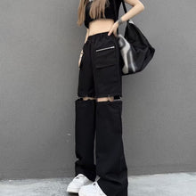 画像をギャラリービューアに読み込む, 韓国 スタイル ストリート スケーター ステージ衣装 ダンス衣装 ガールズ ファッション HIPHOP 長ズボン ロングパンツ レディース ダンス 衣装 ヒップホップ 派手 カワ な 服 原宿 個性派 パンツ 取り外し可能カーゴパンツ