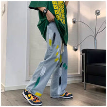 画像をギャラリービューアに読み込む, 原宿系落書き伸縮性ウエストメンズデニムパンツ