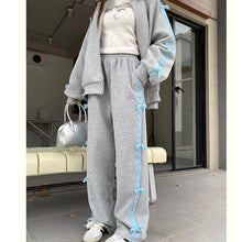 画像をギャラリービューアに読み込む, 2セットアップパーカーアウターとパンツベルベットリボンデザインパーカーアウターカジュアルレディース