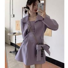 画像をギャラリービューアに読み込む, 韓国っぱ夏 エレガントパープル ジャケット&ワンピース セットアップ フォーマル オフィスカジュアル 2点セット
