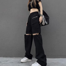 画像をギャラリービューアに読み込む, 韓国 スタイル ストリート スケーター ステージ衣装 ダンス衣装 ガールズ ファッション HIPHOP 長ズボン ロングパンツ レディース ダンス 衣装 ヒップホップ 派手 カワ な 服 原宿 個性派 パンツ 取り外し可能カーゴパンツ