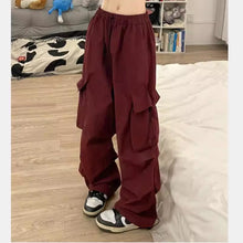 画像をギャラリービューアに読み込む, ジャズダンス用 レディース ヒップホップ カーゴパンツ アメリカンリトロ ワイドレッグ スウェットパンツ