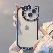 画像をギャラリービューアに読み込む, 猫耳デザイン 耐衝撃 全周囲レンズ保護 iPhone15 iPhone16 iPhone14対応 クリアスマホケース