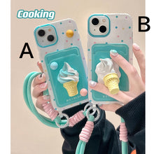 画像をギャラリービューアに読み込む, かわいい韓国っぱアイスクリームリストランヤード個性と創造性iPhone ケース iPhone 15ケース iPhone14 ケースiPhone 13ケース