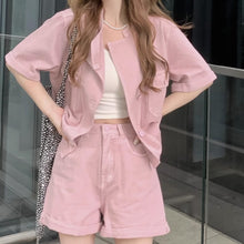 画像をギャラリービューアに読み込む, 春デニム 2点セットレディースピンクデニムセット春のデートオフィスカジュアル向け若い女性向けキュートピンクデニムセットアップ