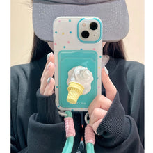 画像をギャラリービューアに読み込む, かわいい韓国っぱアイスクリームリストランヤード個性と創造性iPhone ケース iPhone 15ケース iPhone14 ケースiPhone 13ケース