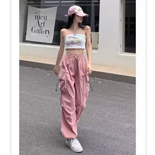 画像をギャラリービューアに読み込む, ジャズダンス用 レディース ヒップホップ カーゴパンツ アメリカンリトロ ワイドレッグ スウェットパンツ