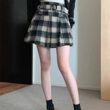 画像をギャラリービューアに読み込む, 小柄な人向けの新しいスタイルの A ライン プリーツ スカート、カレッジ スタイルのハイウエスト チェック柄ウール スカート、レトロな痩身スカート