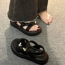 画像をギャラリービューアに読み込む, オールマッチファッションサンダルビーチシューズプラットフォームプラットフォームローマンシューズクロスベルト バタフライモチーフ プラットフォーム サンダル