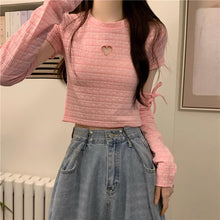 画像をギャラリービューアに読み込む, レースハート ショート半袖Tシャツ 夏 韓国風トレンディー レディーストップス