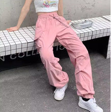 画像をギャラリービューアに読み込む, ジャズダンス用 レディース ヒップホップ カーゴパンツ アメリカンリトロ ワイドレッグ スウェットパンツ