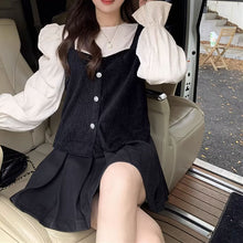 画像をギャラリービューアに読み込む, レトロ韓国ファッションコーデュロイパフスリーブトップスシャツレデイーズカジュアル