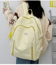 画像をギャラリービューアに読み込む, 韓国ファッションふんわりリュックカジュアル ワッフルバッグくしゅフワバックパック通勤 通学