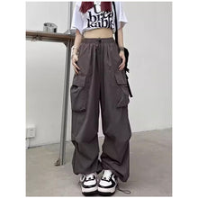 画像をギャラリービューアに読み込む, ジャズダンス用 レディース ヒップホップ カーゴパンツ アメリカンリトロ ワイドレッグ スウェットパンツ