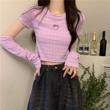 画像をギャラリービューアに読み込む, レースハート ショート半袖Tシャツ 夏 韓国風トレンディー レディーストップス