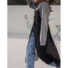 画像をギャラリービューアに読み込む, 韓国ファッショントップスラウンドネック中空カーディガン シースルーレーススリップドレスレデイーズ