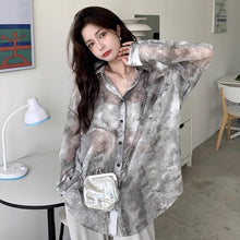 画像をギャラリービューアに読み込む, タイダイレトロシャツ レディース 春夏ルーズシルエット 長袖UVカットトップス