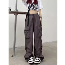 画像をギャラリービューアに読み込む, ジャズダンス用 レディース ヒップホップ カーゴパンツ アメリカンリトロ ワイドレッグ スウェットパンツ