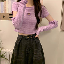 画像をギャラリービューアに読み込む, レースハート ショート半袖Tシャツ 夏 韓国風トレンディー レディーストップス