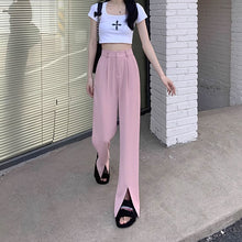 画像をギャラリービューアに読み込む, 韓国っぱフレアパンツフロントスリットカジュアルレデイーズ気質パンツ