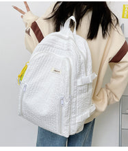 画像をギャラリービューアに読み込む, 韓国ファッションふんわりリュックカジュアル ワッフルバッグくしゅフワバックパック通勤 通学