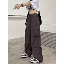 画像をギャラリービューアに読み込む, ジャズダンス用 レディース ヒップホップ カーゴパンツ アメリカンリトロ ワイドレッグ スウェットパンツ