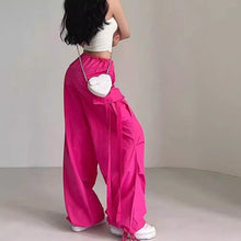 画像をギャラリービューアに読み込む, カーゴパンツ個性的パンツガーリー系ゆったりハイウエスト原宿系ダンス衣装ヒップホップHIPHOPコスチューム無地 ピンク ブラック