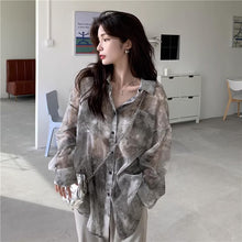 画像をギャラリービューアに読み込む, タイダイレトロシャツ レディース 春夏ルーズシルエット 長袖UVカットトップス