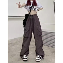 画像をギャラリービューアに読み込む, ジャズダンス用 レディース ヒップホップ カーゴパンツ アメリカンリトロ ワイドレッグ スウェットパンツ
