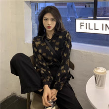 画像をギャラリービューアに読み込む, バタフライデザイン レトロフレンチ シルクブラウスレデイーズトップス