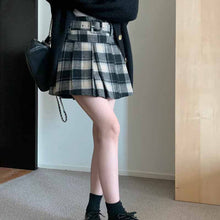 画像をギャラリービューアに読み込む, 小柄な人向けの新しいスタイルの A ライン プリーツ スカート、カレッジ スタイルのハイウエスト チェック柄ウール スカート、レトロな痩身スカート