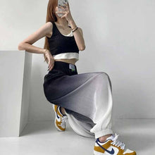 画像をギャラリービューアに読み込む, ファッショナブルなルーズグラデーションスポーツパンツ夏薄部カジュアルオーバーオールハイウエストストレートパンツ痩身パンツ