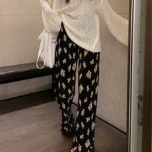 画像をギャラリービューアに読み込む, クマプリントプリーツカジュアルルーズワイドパンツ