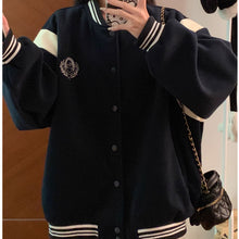 画像をギャラリービューアに読み込む, 原宿系スタイル ファッション おしゃれスボールジャケットスタジャンアウタージャケットストリートHIPHOPメンズ奇抜派手ワッペン大きいサイズバイカラーヒップホップ