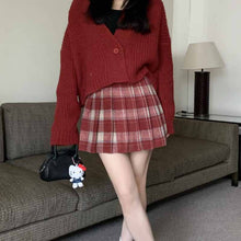 画像をギャラリービューアに読み込む, レトロなチェック半身スカート婦人服新型ハイウエスト着痩せデザイン感A字プリーツスカートins