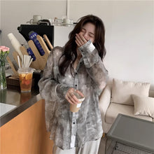 画像をギャラリービューアに読み込む, タイダイレトロシャツ レディース 春夏ルーズシルエット 長袖UVカットトップス