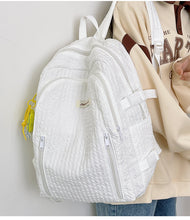 画像をギャラリービューアに読み込む, 韓国ファッションふんわりリュックカジュアル ワッフルバッグくしゅフワバックパック通勤 通学