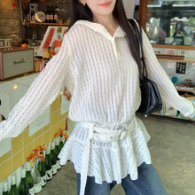 画像をギャラリービューアに読み込む, デザイン性抜群 レースカットアウト フリル袖長袖Tシャツ 春新作 スリム見えトップス