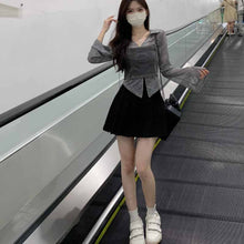 画像をギャラリービューアに読み込む, レディースサマーデニムキャミソール薄手長袖シフォンシャツVネック日焼け止めシャツスリムフィットショートトップツーピース不規則シフォントップ