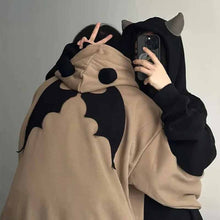 画像をギャラリービューアに読み込む, 新作ゆったりトップス小悪魔フードコート韓国版ゆったりカーディガン衛衣カップルファスナー付き帽子コート