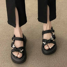 画像をギャラリービューアに読み込む, オールマッチファッションサンダルビーチシューズプラットフォームプラットフォームローマンシューズクロスベルト バタフライモチーフ プラットフォーム サンダル