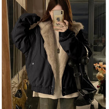 画像をギャラリービューアに読み込む, 韓国系ファッション迷彩ミリタリー刺繍ワッペン厚手防寒ファースタジャンジャケットアウター原宿系個性的