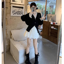 画像をギャラリービューアに読み込む, 2セットアップレディースデザイン性 フレンチ韓国風 Vネック スリットデザイン ニットカーディガン ロングスリーブ トップス 秋冬 オフィス カジュアル