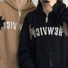 画像をギャラリービューアに読み込む, 新作ゆったりトップス小悪魔フードコート韓国版ゆったりカーディガン衛衣カップルファスナー付き帽子コート