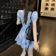 画像をギャラリービューアに読み込む, アカデミア風スーツ小柄ウエスト丸めスリムスカートストライプシャツワンピース婦人パンツ2点セット