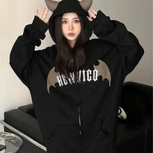 画像をギャラリービューアに読み込む, 新作ゆったりトップス小悪魔フードコート韓国版ゆったりカーディガン衛衣カップルファスナー付き帽子コート