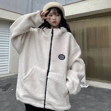 画像をギャラリービューアに読み込む, 韓国ファッショントップスアウター ボア ブルゾン フード付きオーバーサイズカジュアル コード