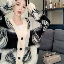 画像をギャラリービューアに読み込む, Vネックニット カーディガン トップス韓国ファッションゆったりカジュアルセーター