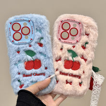 画像をギャラリービューアに読み込む, いぐるみ刺繍チェリー柄携帯電話ケースiPhone 15 iPhone 16 スマホケース韓国ファッション